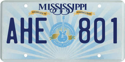 MS license plate AHE801