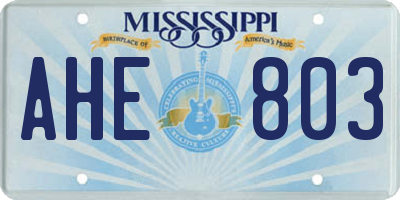 MS license plate AHE803