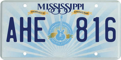 MS license plate AHE816