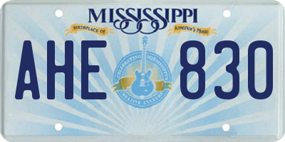 MS license plate AHE830
