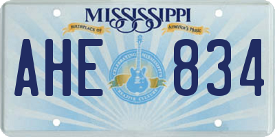 MS license plate AHE834