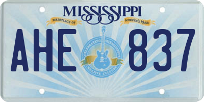 MS license plate AHE837