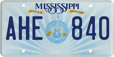 MS license plate AHE840