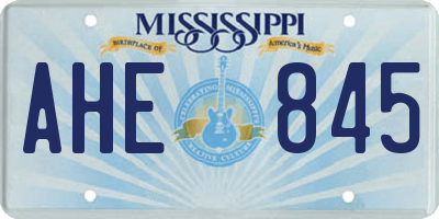 MS license plate AHE845