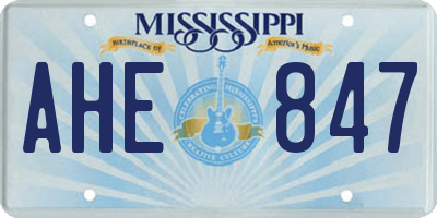 MS license plate AHE847