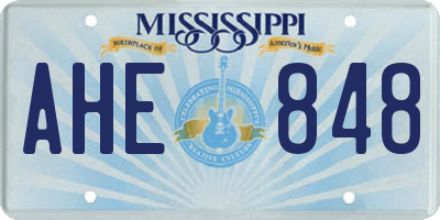 MS license plate AHE848