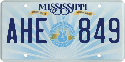 MS license plate AHE849