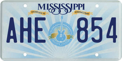 MS license plate AHE854
