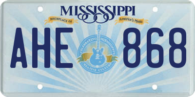 MS license plate AHE868