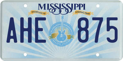 MS license plate AHE875
