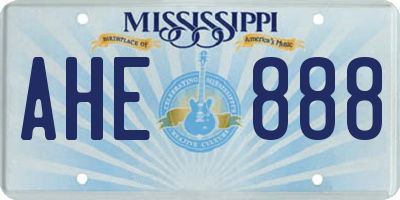 MS license plate AHE888