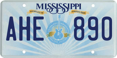 MS license plate AHE890