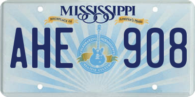 MS license plate AHE908