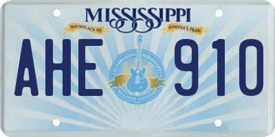 MS license plate AHE910
