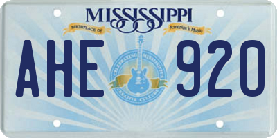MS license plate AHE920