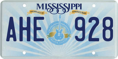 MS license plate AHE928