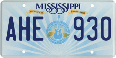MS license plate AHE930