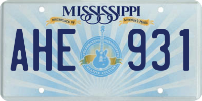 MS license plate AHE931