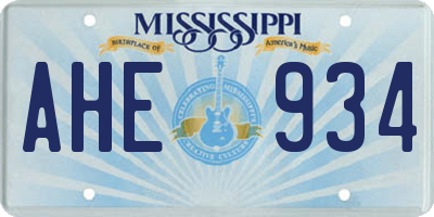 MS license plate AHE934