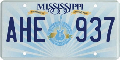 MS license plate AHE937