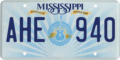 MS license plate AHE940