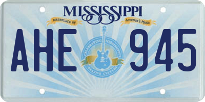 MS license plate AHE945