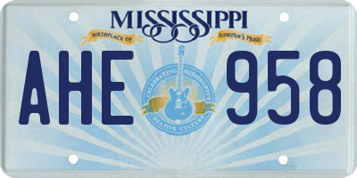 MS license plate AHE958