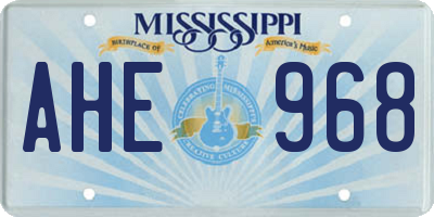 MS license plate AHE968