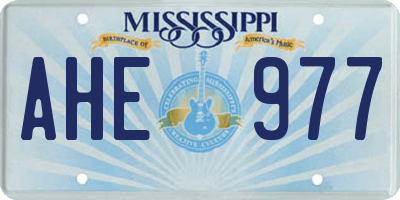 MS license plate AHE977