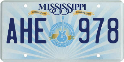MS license plate AHE978