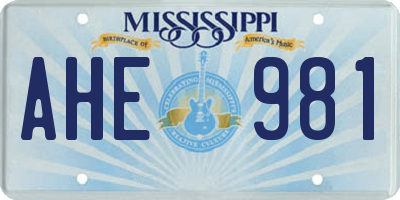 MS license plate AHE981