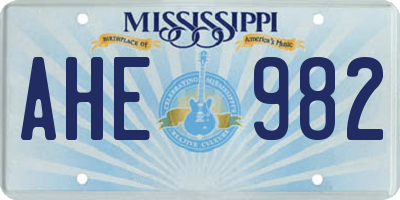 MS license plate AHE982
