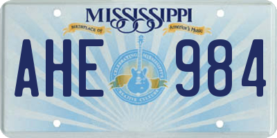 MS license plate AHE984
