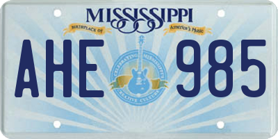MS license plate AHE985