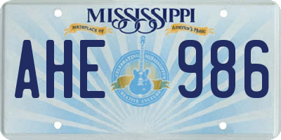 MS license plate AHE986