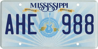 MS license plate AHE988