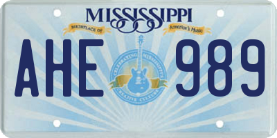 MS license plate AHE989