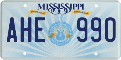 MS license plate AHE990