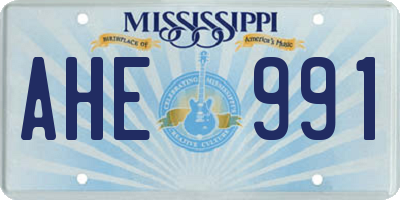 MS license plate AHE991