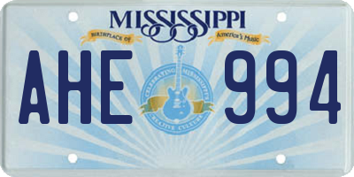 MS license plate AHE994