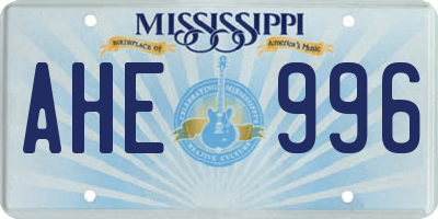 MS license plate AHE996