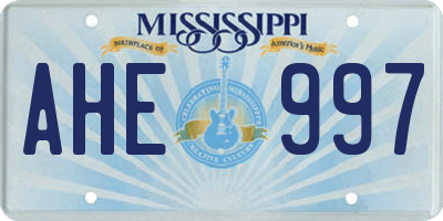 MS license plate AHE997