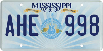 MS license plate AHE998