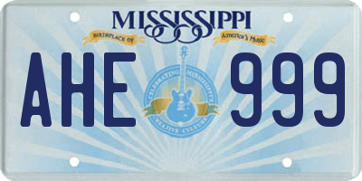 MS license plate AHE999