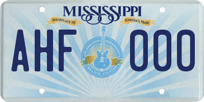 MS license plate AHF000