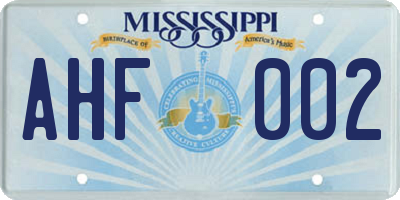 MS license plate AHF002