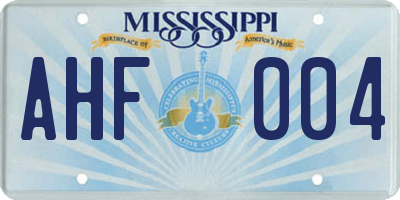 MS license plate AHF004