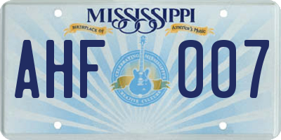 MS license plate AHF007