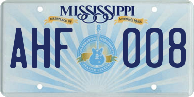 MS license plate AHF008