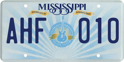 MS license plate AHF010
